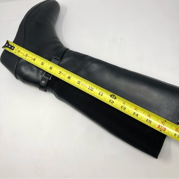 Blondo Laina Black Leather Knee-High Waterproof Boots Wedge Heel Aqua Protect - Picture 12 of 12